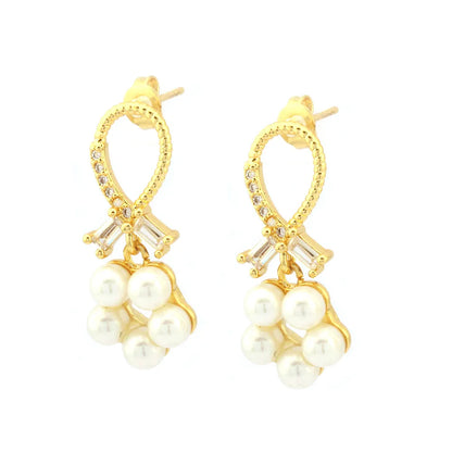 Elegant Simple Style Bear Imitation Pearl Copper Women'S Drop Earrings 1 Pair