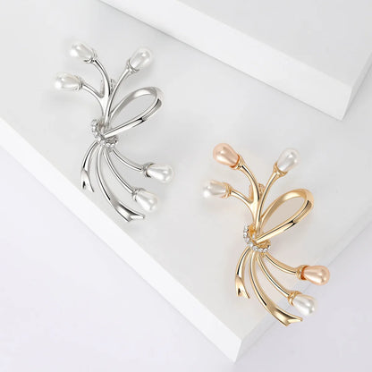 Elegant Simple Style Bow Knot Alloy Plating Inlay Artificial Pearls Rhinestones Women'S Brooches