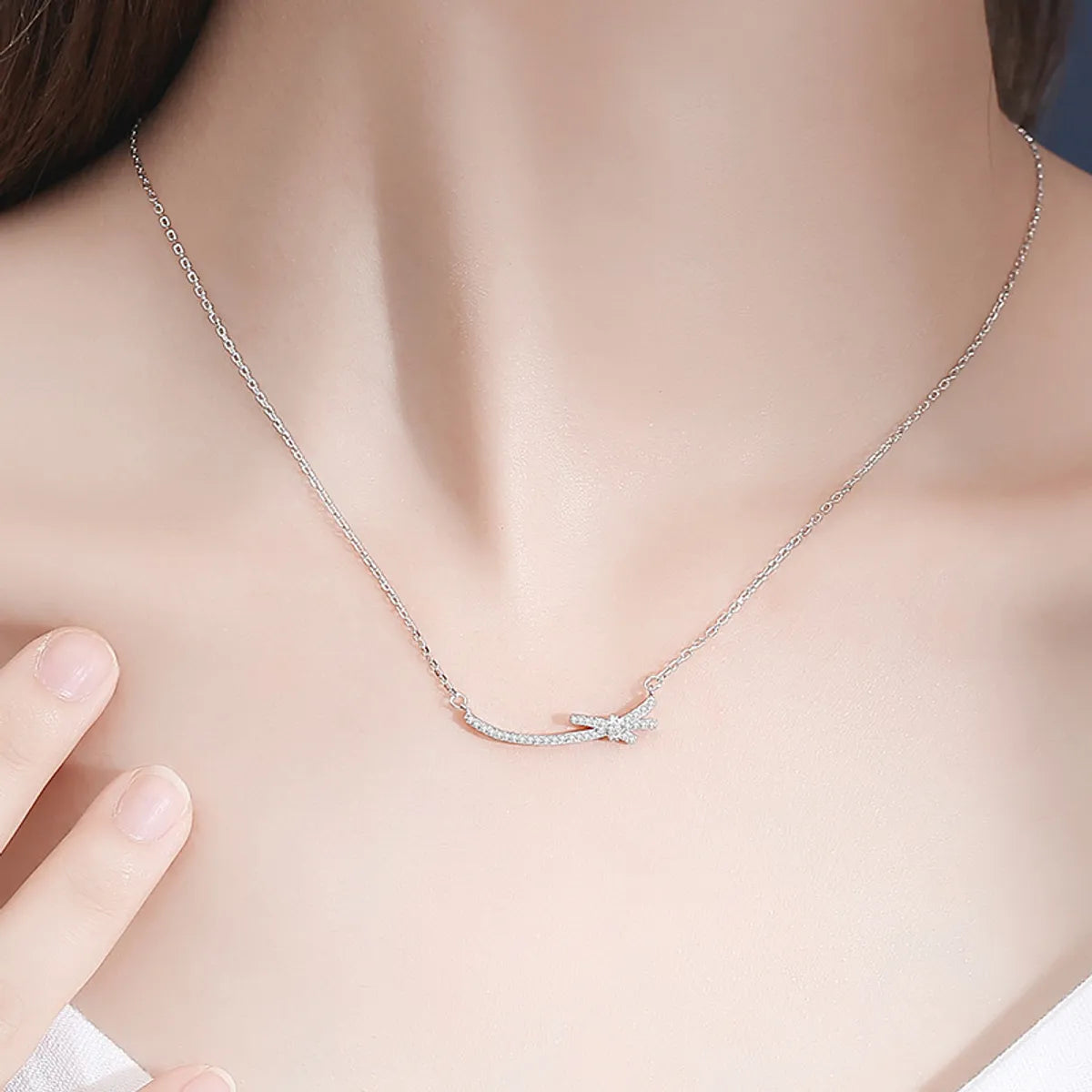 Elegant Simple Style Bow Knot Alloy Titanium Steel Plating Inlay Zircon Women'S Necklace