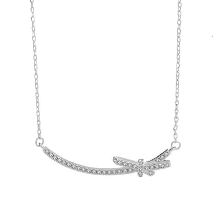 Elegant Simple Style Bow Knot Alloy Titanium Steel Plating Inlay Zircon Women'S Necklace