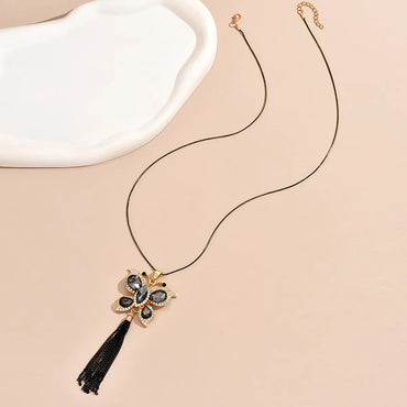 Elegant Simple Style Butterfly Alloy Tassel Plating Women's Sweater Chain