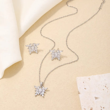 Elegant Simple Style Butterfly Copper Plating Inlay Zircon White Gold Plated Earrings Necklace