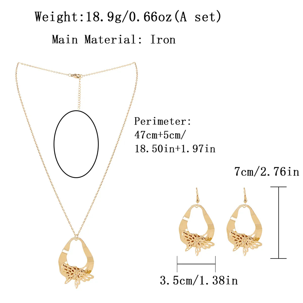 Elegant Simple Style Butterfly Iron Gold Plated Women'S Jewelry Set