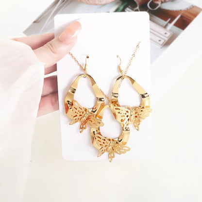 Elegant Simple Style Butterfly Iron Gold Plated Women'S Jewelry Set