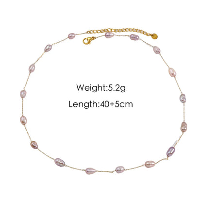 Elegant Simple Style Classic Style Geometric Stainless Steel Freshwater Pearl Bracelets Anklet Necklace