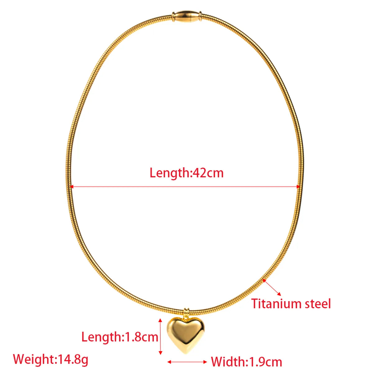 Elegant Simple Style Classic Style Heart Shape Stainless Steel Titanium Steel Plating Inlay Glass 24k Gold Plated Pendant Necklace