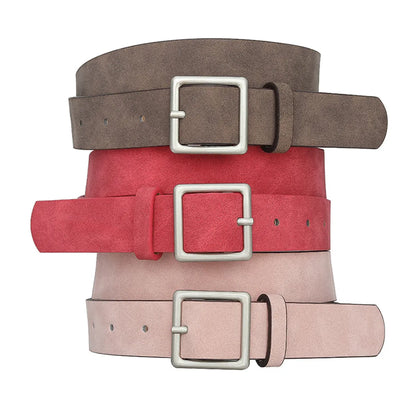 Elegant Simple Style Classic Style Solid Color Pu Leather Alloy Women'S Leather Belts