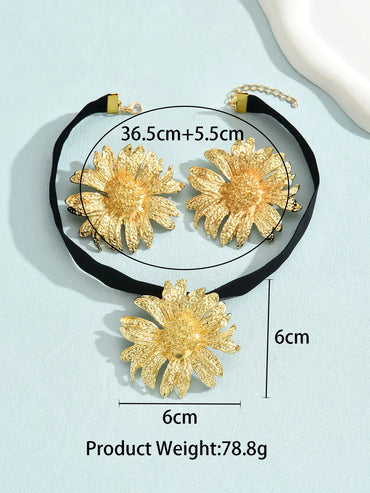 Elegant Simple Style Classic Style Sunflower Alloy Gold Plated Women'S Jewelry Set