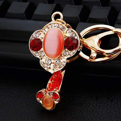 Elegant Simple Style Color Block Metal Inlay Rhinestones Women'S Keychain