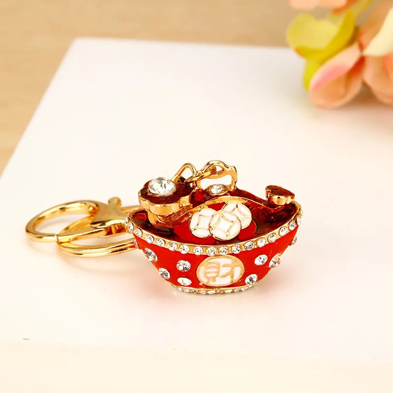 Elegant Simple Style Color Block Metal Inlay Rhinestones Women'S Keychain