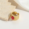 Elegant Simple Style Commute Round Natural Stone Resin Copper Inlay Natural Stone 14K Gold Plated Women'S Rings