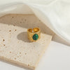 Elegant Simple Style Commute Round Natural Stone Resin Copper Inlay Natural Stone 14K Gold Plated Women'S Rings