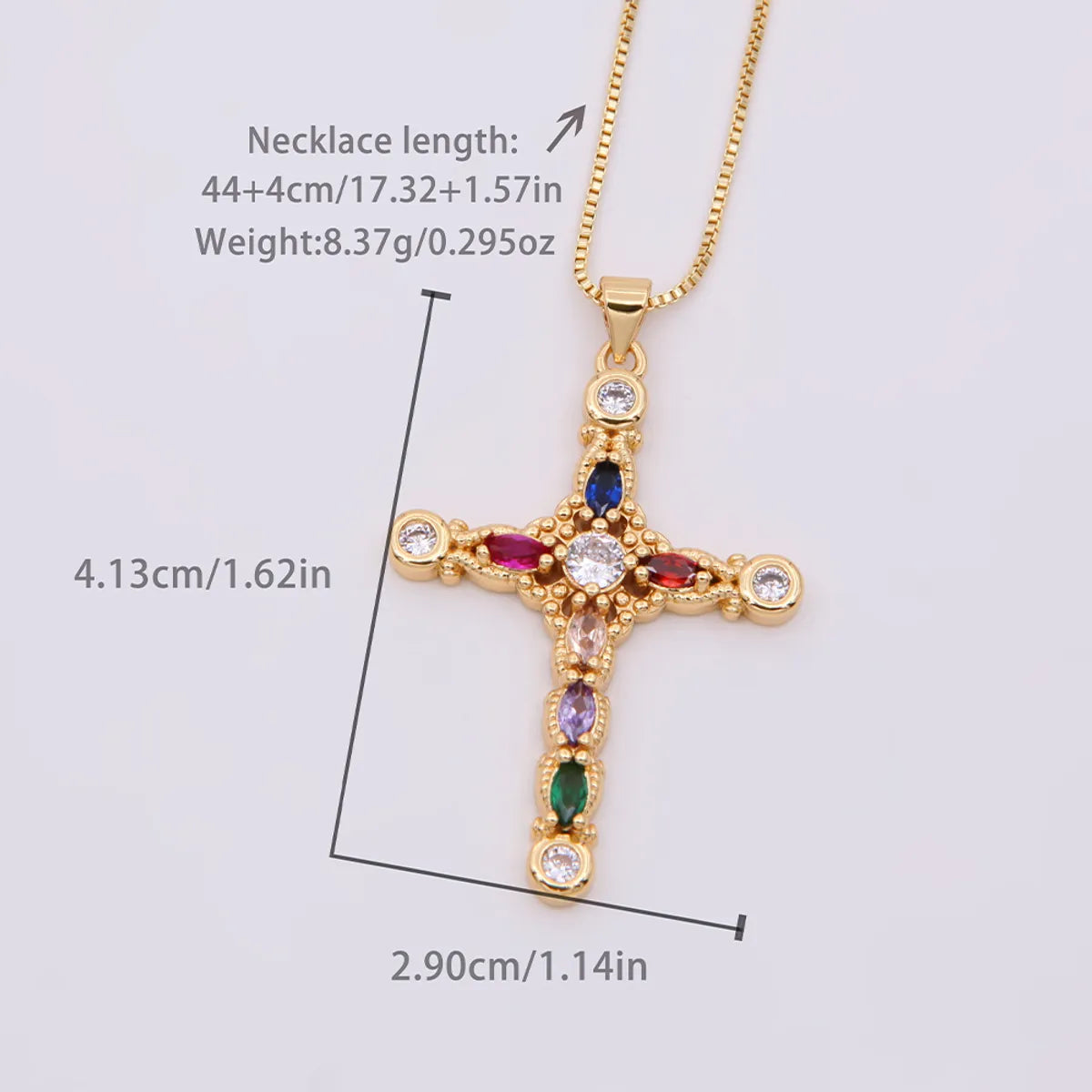 Elegant Simple Style Cross Copper 18k Gold Plated Zircon Pendant Necklace In Bulk