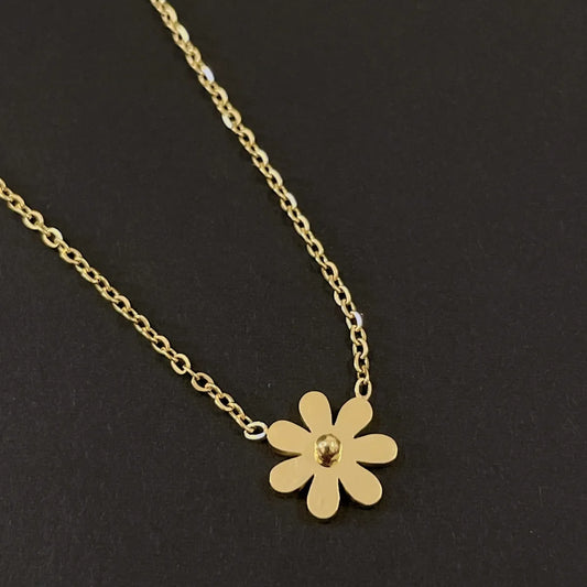 Elegant Simple Style Daisy Stainless Steel Plating 18k Gold Plated Pendant Necklace