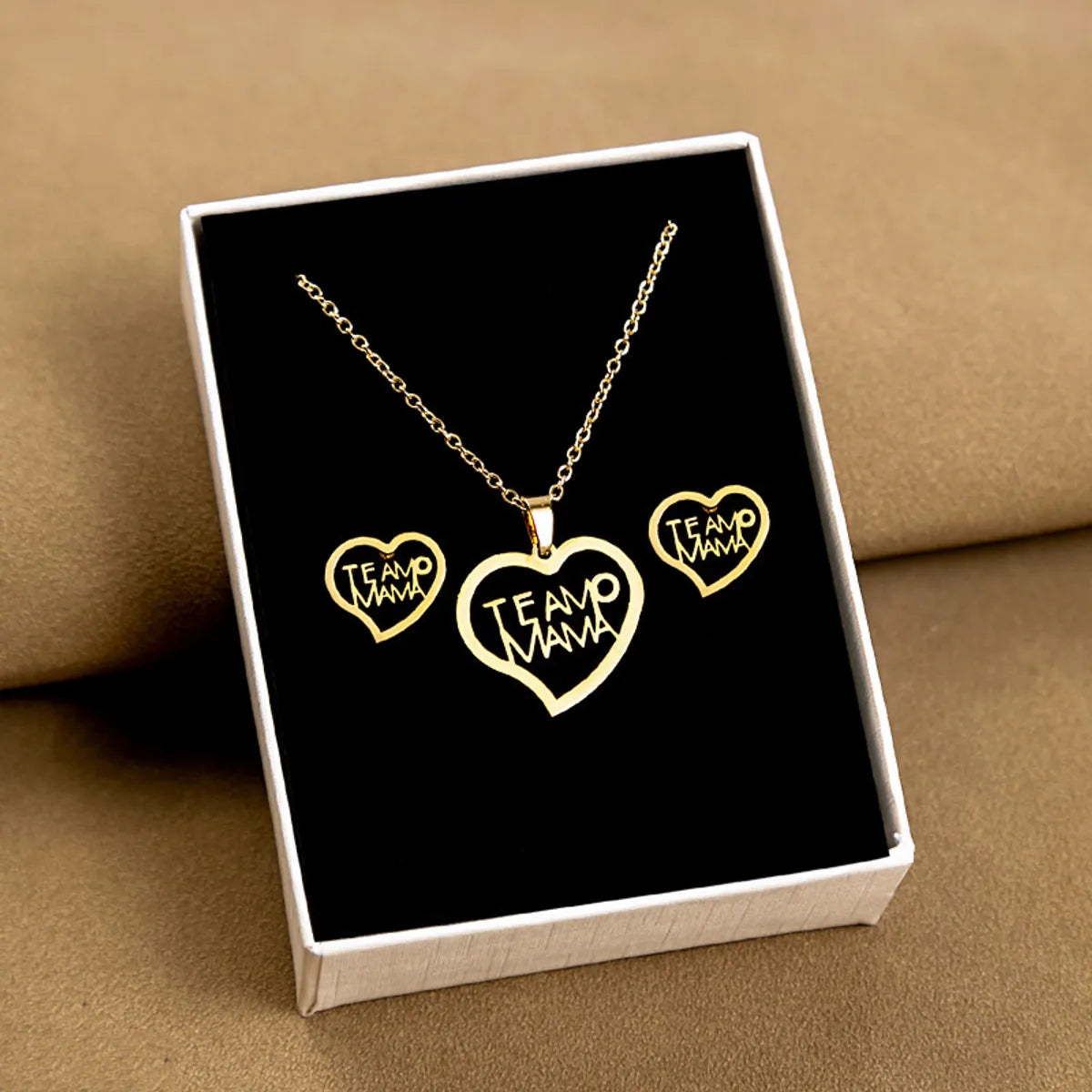 Elegant Simple Style Electrocardiogram Heart Shape Flower 304 Stainless Steel Plating Necklace 1 Set