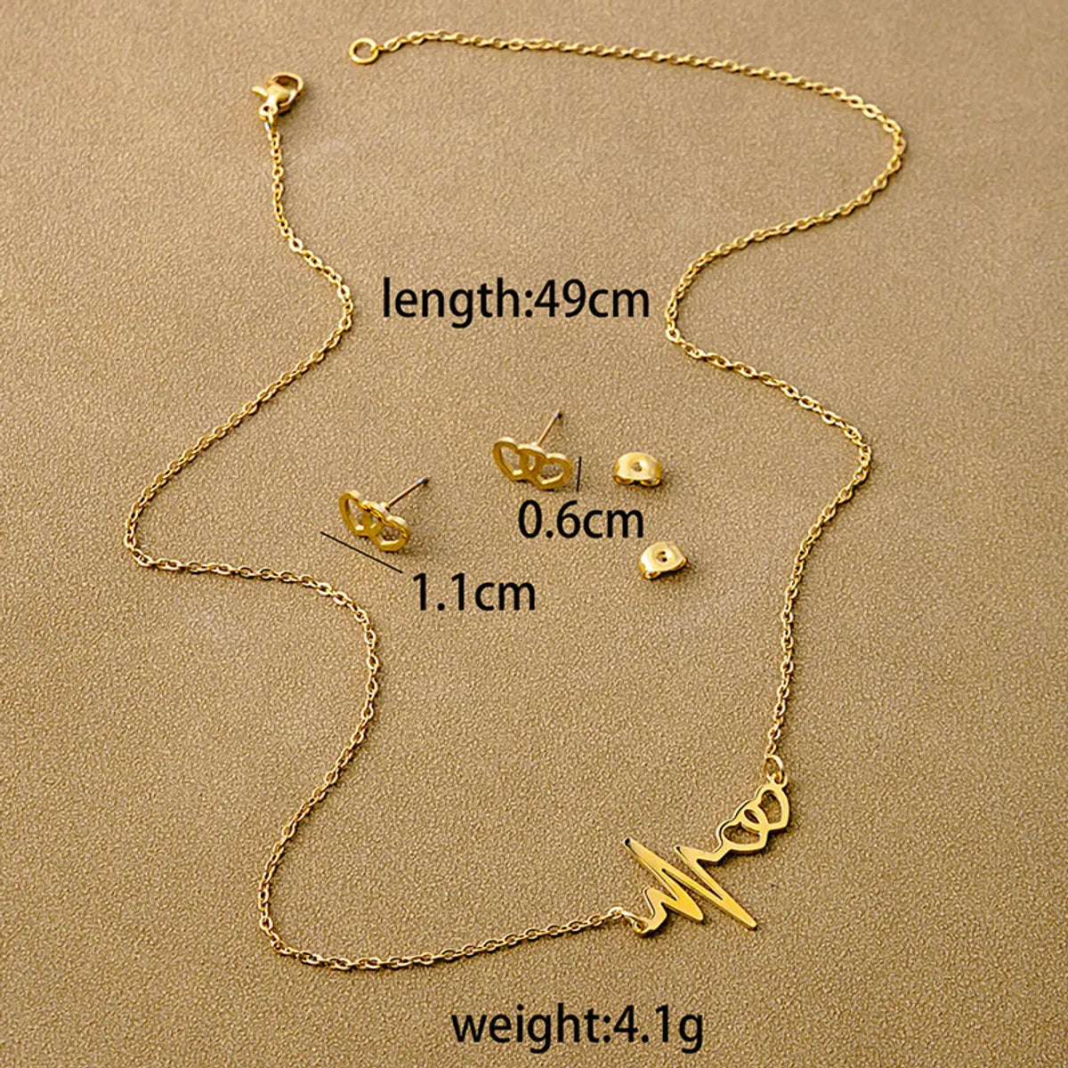 Elegant Simple Style Electrocardiogram Heart Shape Flower 304 Stainless Steel Plating Necklace 1 Set