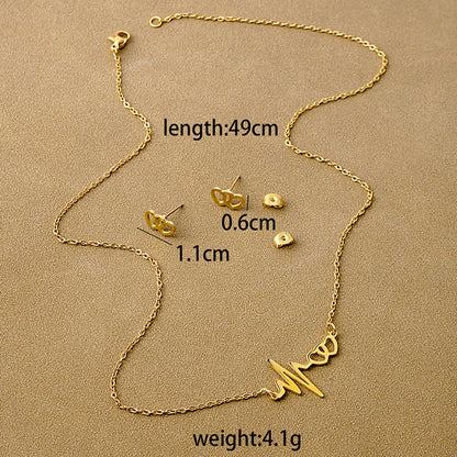 Elegant Simple Style Electrocardiogram Heart Shape Flower 304 Stainless Steel Plating Necklace 1 Set