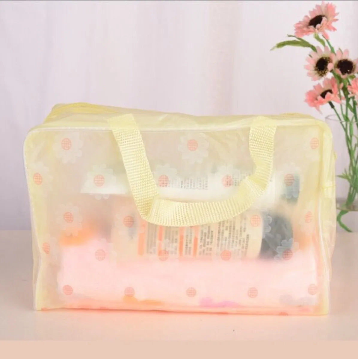 Elegant Simple Style Floral PVC Storage Bag Makeup Bags