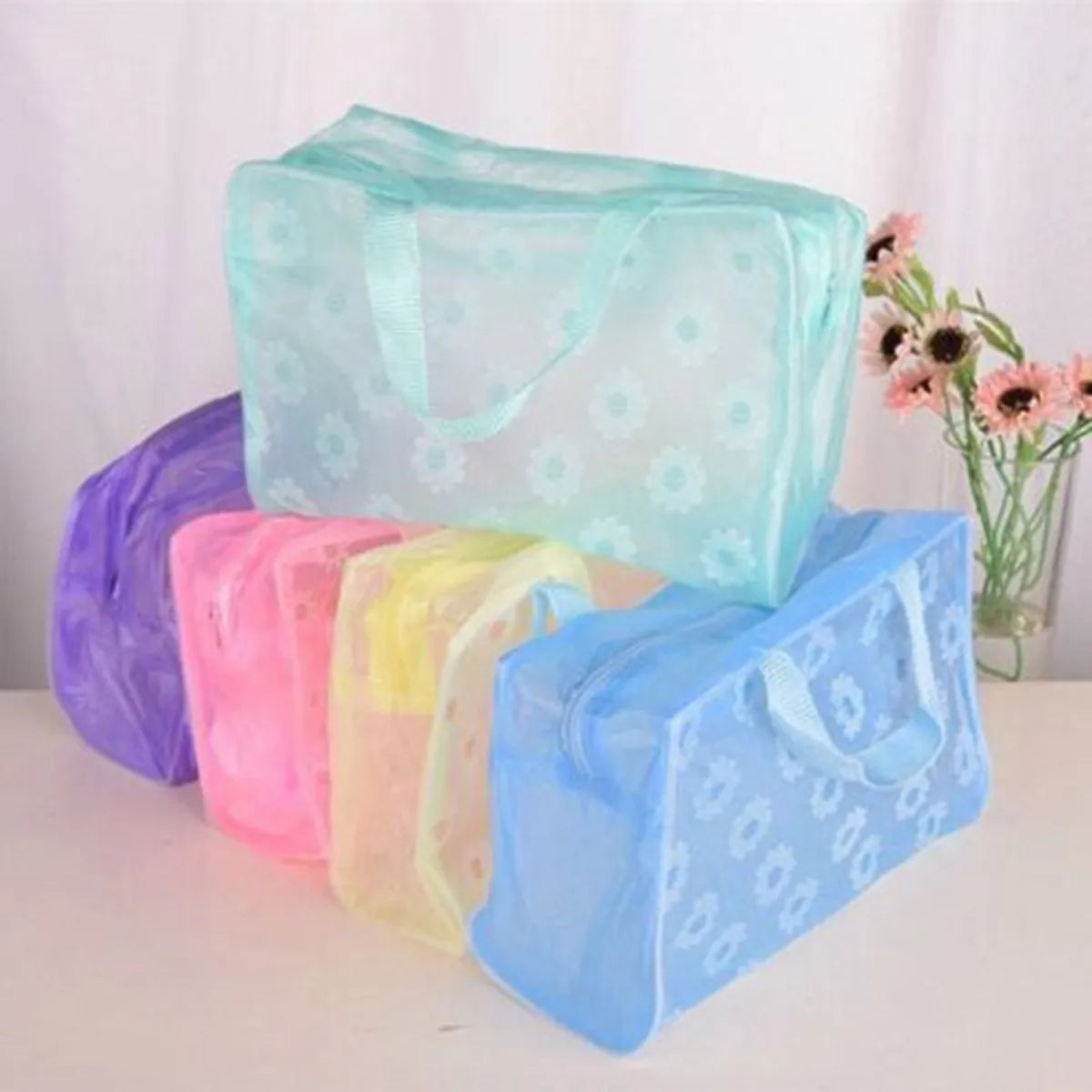 Elegant Simple Style Floral PVC Storage Bag Makeup Bags