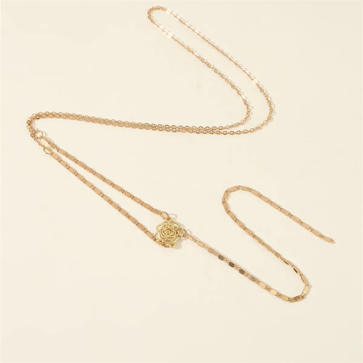 Elegant Simple Style Flower Alloy Chain Women's Long Necklace