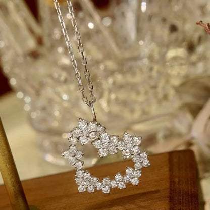 Elegant Simple Style Flower Alloy Zircon Women's Pendant Necklace