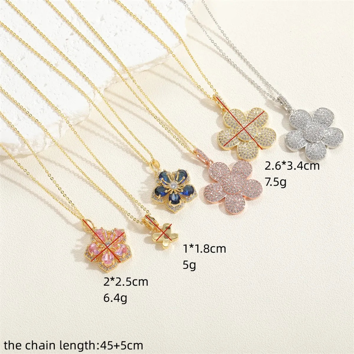 Elegant Simple Style Flower Butterfly Copper Plating Inlay Zircon 14k Gold Plated White Gold Plated Pendant Necklace