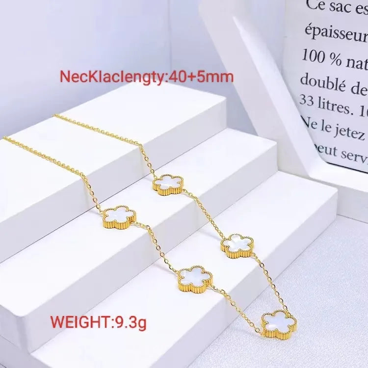 Stainless Steel 14K Gold Plated Elegant Simple Style Plating Inlay Flower Shell Necklace