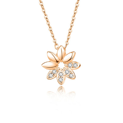 Elegant Simple Style Flower Sterling Silver Plating Inlay Zircon Pendant Necklace