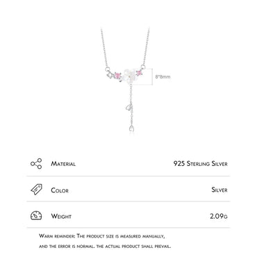 Elegant Simple Style Flower Sterling Silver Plating Three-dimensional Inlay Shell Zircon Rhodium Plated Pendant Necklace