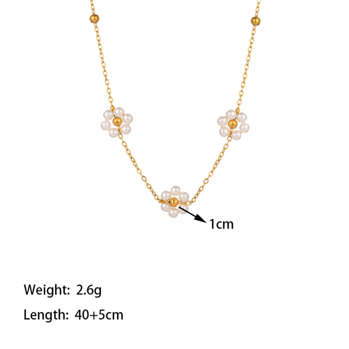 304 Stainless Steel 18K Gold Plated Elegant Simple Style Polishing Plating Inlay Flower Plastic Bracelets Necklace