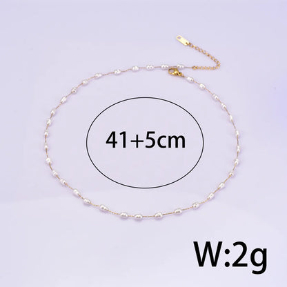 Wholesale Jewelry Elegant Simple Style Geometric 304 Stainless Steel Baroque Pearl Titanium Steel Freshwater Pearl 18K Gold Plated Necklace