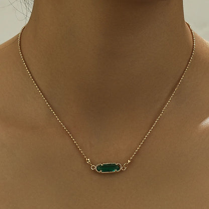 Elegant Simple Style Geometric Copper Plating Artificial Crystal Pendant Necklace