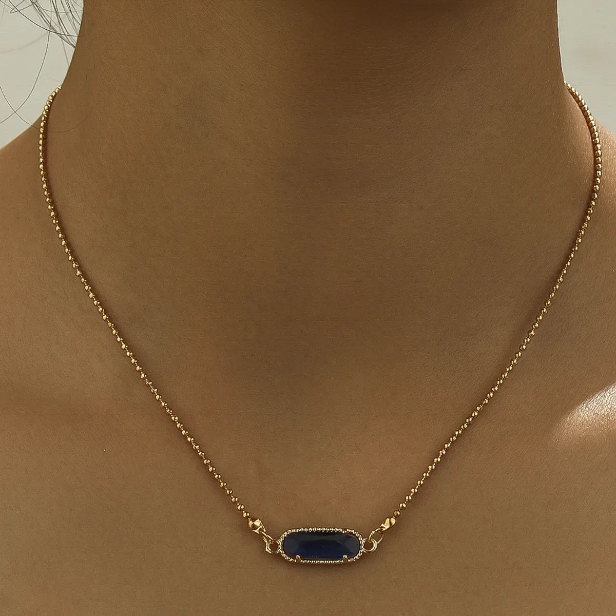 Elegant Simple Style Geometric Copper Plating Artificial Crystal Pendant Necklace