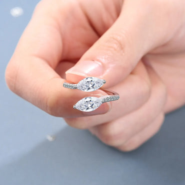 Elegant Simple Style Geometric Copper Plating Inlay Zircon Open Rings