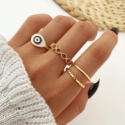 Elegant Simple Style Geometric Devil'S Eye Alloy Hollow Out Rhinestones Women'S Open Rings Rings