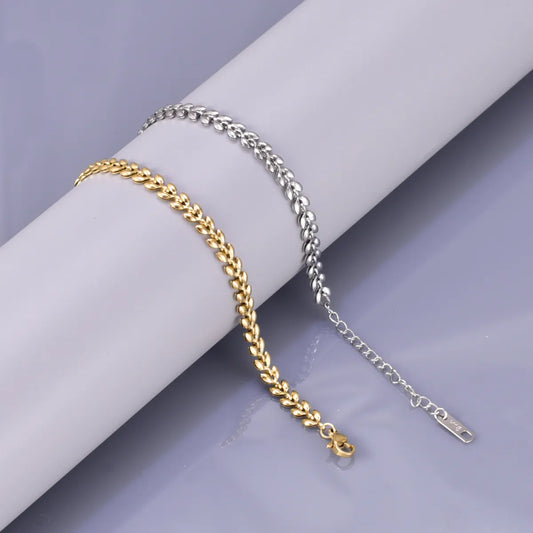 Elegant Simple Style Geometric Grain 304 Stainless Steel Titanium Steel 18K Gold Plated Bracelets In Bulk