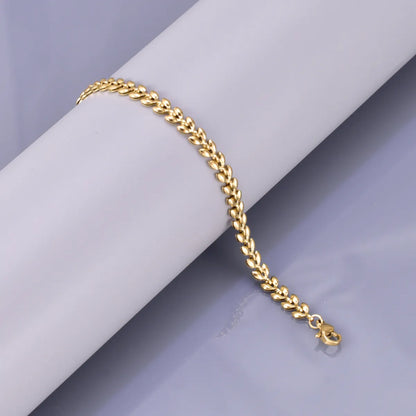 Elegant Simple Style Geometric Grain 304 Stainless Steel Titanium Steel 18K Gold Plated Bracelets In Bulk