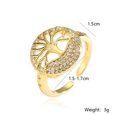 Elegant Simple Style Geometric Heart Shape Copper Plating Inlay Zircon 18k Gold Plated Open Rings