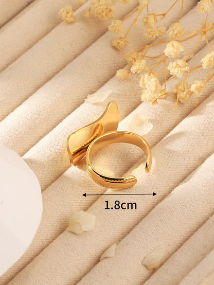 304 Stainless Steel 18K Gold Plated Elegant Simple Style Plating Geometric Open Rings