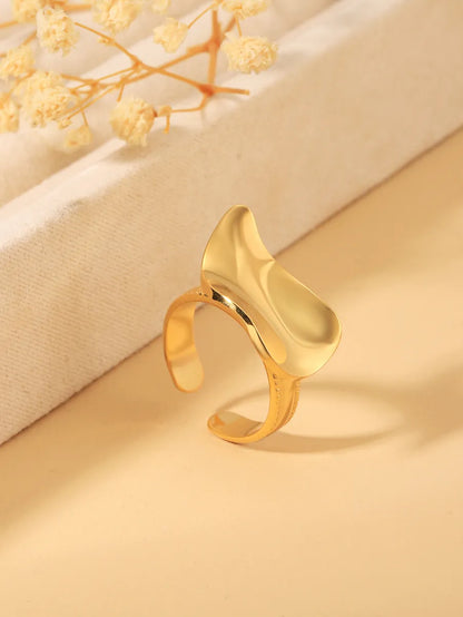 304 Stainless Steel 18K Gold Plated Elegant Simple Style Plating Geometric Open Rings