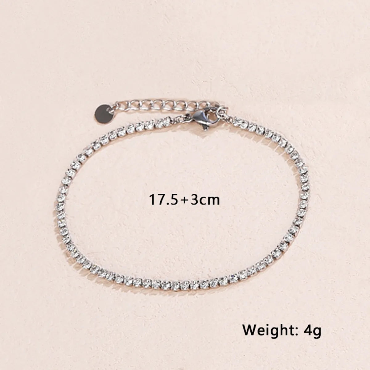 Elegant Simple Style Geometric Stainless Steel Plating Inlay Zircon White Gold Plated Gold Plated Tennis Bracelet