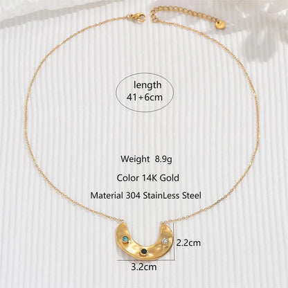 Elegant Simple Style Geometric Stainless Steel Polishing Plating Inlaid Zircon Zircon 14k Gold Plated Pendant Necklace