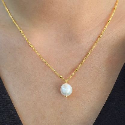 Elegant Simple Style Geometric Sterling Silver Plating Inlay Pearl 18k Gold Plated Pendant Necklace