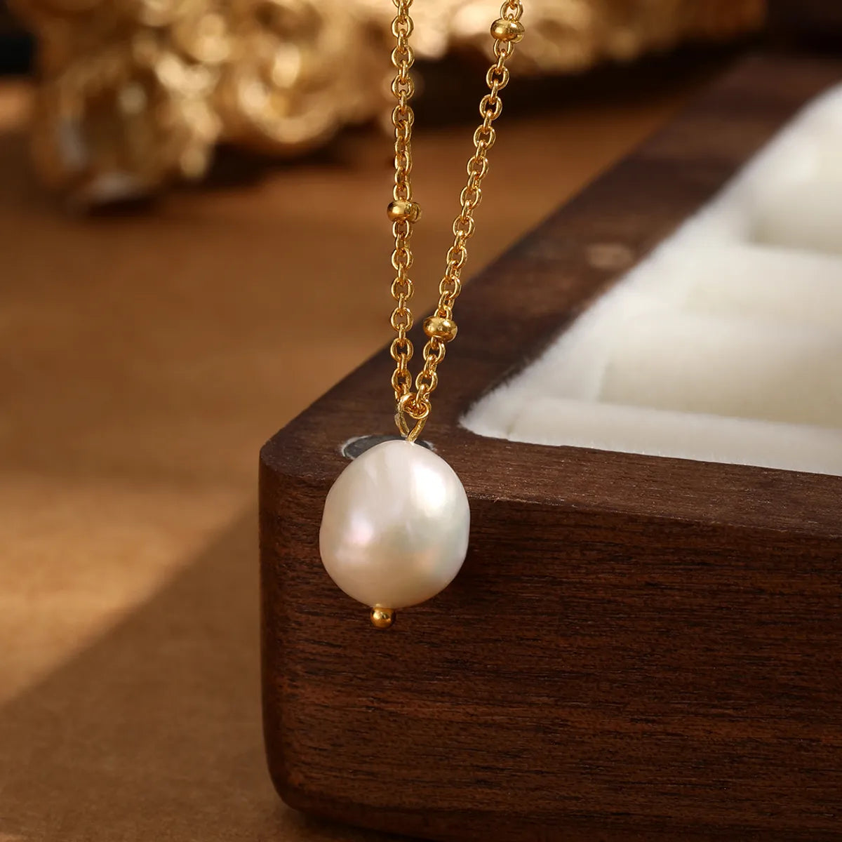 Elegant Simple Style Geometric Sterling Silver Plating Inlay Pearl 18k Gold Plated Pendant Necklace