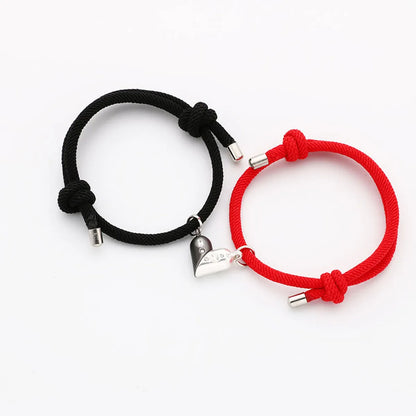 Elegant Simple Style Heart Shape Alloy Rope Plating Valentine's Day Couple Drawstring Bracelets