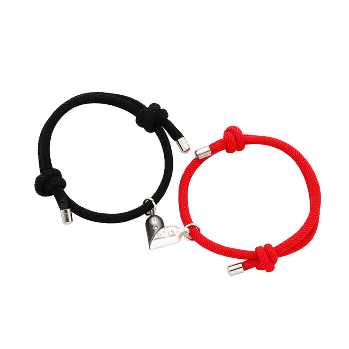 Elegant Simple Style Heart Shape Alloy Rope Plating Valentine's Day Couple Drawstring Bracelets