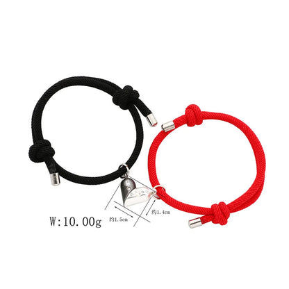 Elegant Simple Style Heart Shape Alloy Rope Plating Valentine's Day Couple Drawstring Bracelets