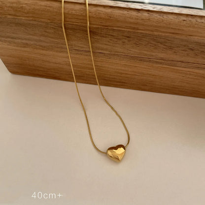 Elegant Simple Style Heart Shape Bamboo 304 Stainless Steel Plating Pendant Necklace 1 Piece