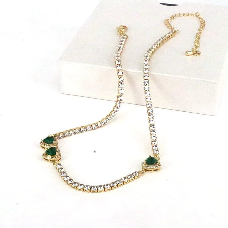 Elegant Simple Style Heart Shape Copper Gold Plated Zircon Necklace In Bulk