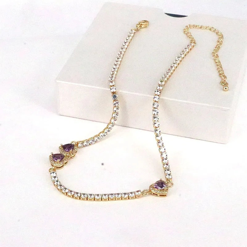 Elegant Simple Style Heart Shape Copper Gold Plated Zircon Necklace In Bulk